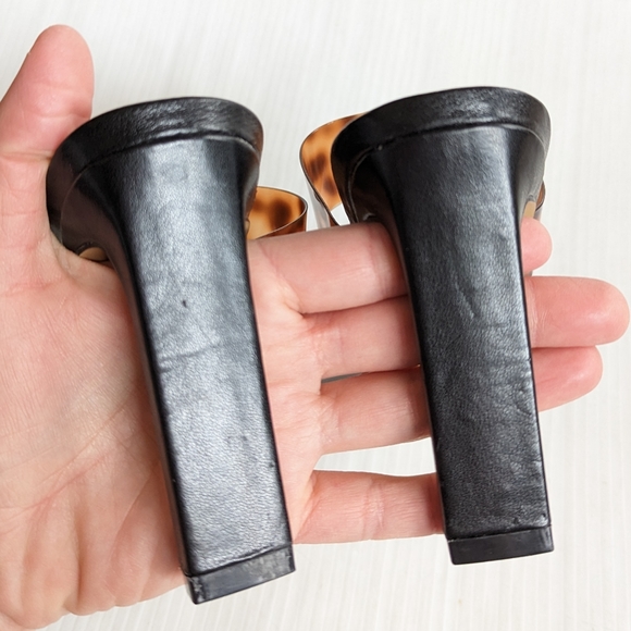 EXPRESS women's translucent leopard printed double strap heeled slide sandals - Picture 7 of 13